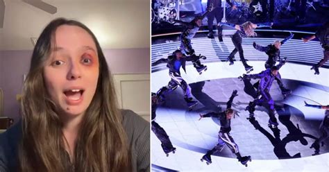 girl that fell off stage at super bowl|Was Louisa Melcher really the roller skater who fell off NFL Super Bowl.